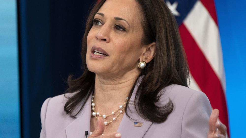 Vice President Kamala Harris speaks about voting rights, Wednesday, June 23, 2021, from the South Court Auditorium on the White House complex in Washington. (AP Photo/Jacquelyn Martin)