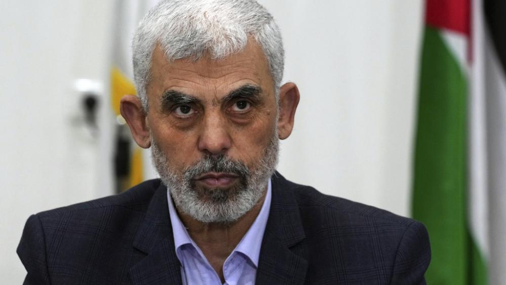 FILE - Yahya Sinwar, named Hamas&#039; new leader on August 6, 2024, chairs a meeting with leaders of Palestinian factions at his office in Gaza City, April 13, 2022. (AP Photo/Adel Hana, File)