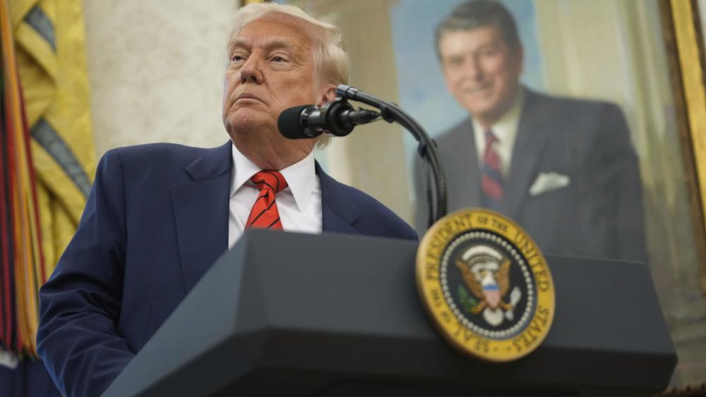 President Donald Trump speaks before Steve Witkoff is sworn as special envoy during a ceremony in the Oval Office of the White House, Tuesday, May 6, 2025, in Washington. (AP Photo/Mark Schiefelbein)