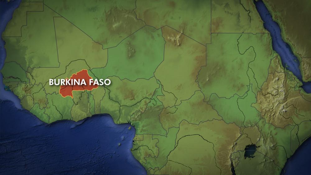 Map showing location of Burkina Faso.