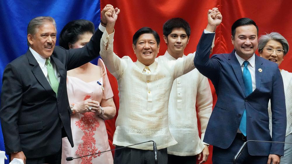 Ferdinand Marcos Jr. was proclaimed the next president of the Philippines by a joint session of Congress Wednesday (AP Photo/Aaron Favila)