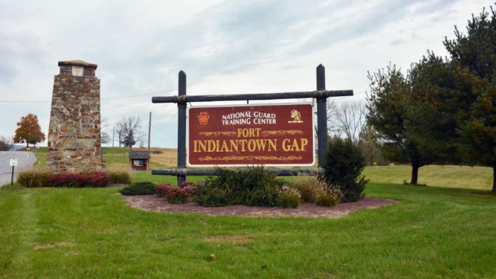 The Fort Indiantown Gap National Guard Training Center sign located at the southwest entrance to the post. (Image credit: Sgt. Shane Smith/nationalguard.mil)