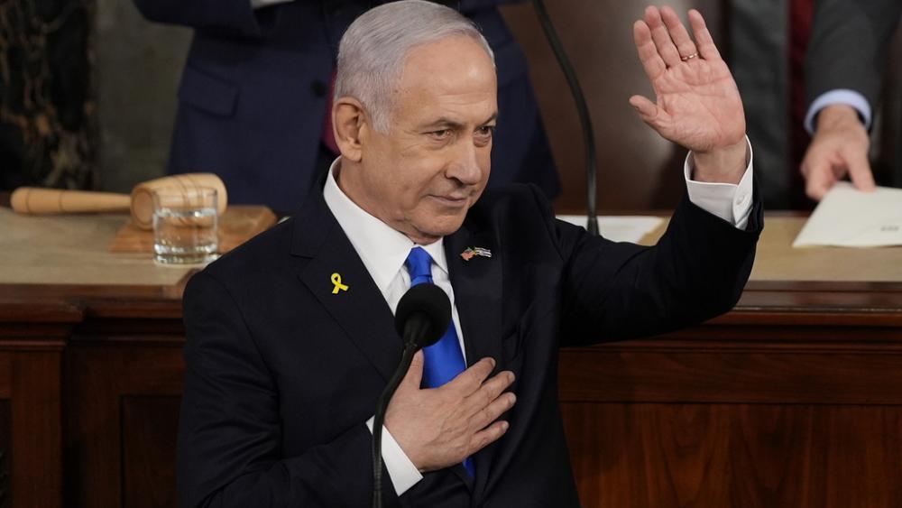 Israeli Prime Minister Benjamin Netanyahu speaks to a joint meeting of Congress at the Capitol in Washington, Wednesday, July 24, 2024. (AP Photo/Julia Nikhinson)