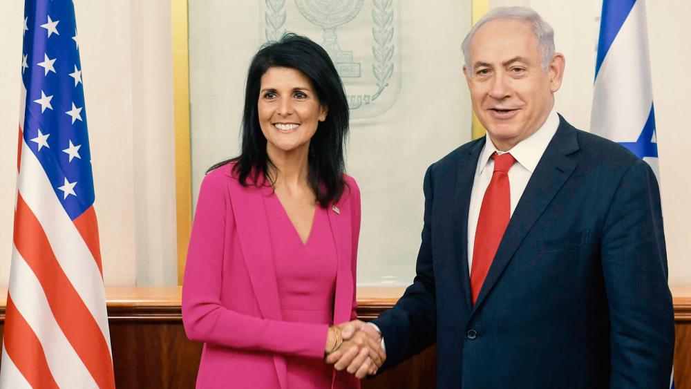 Israeli Prime Minister Benjamin Netanyahu and US Ambassador to the UN Nikki Haley