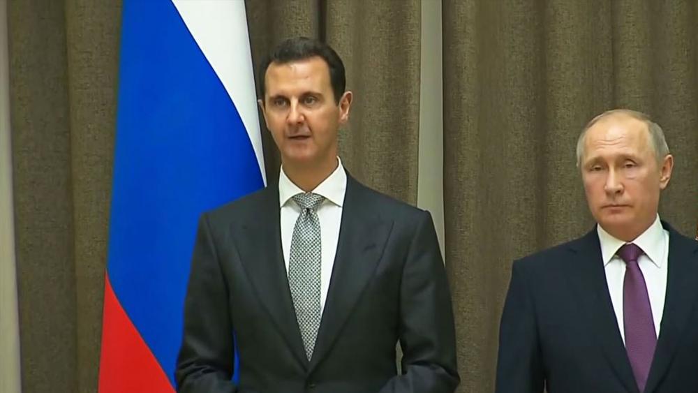 Russian President Vladimir Putin with Syrian President Bashar Assad, Screen Capture