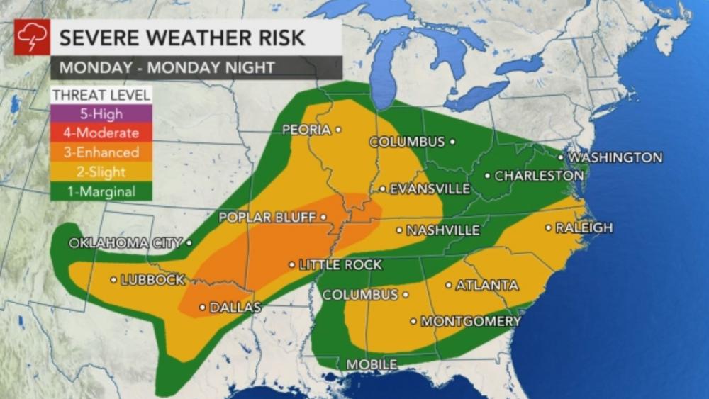 Severe Weather Risk Map Millions Of Americans To Face Severe Weather Risks Through Tuesday | Cbn  News