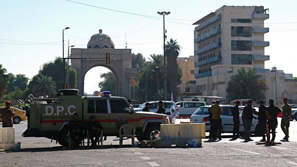 Iraqi Security forces close the heavily fortified Green Zone as they tightened security measures hours after the assassination attempt on the Prime Minister in Baghdad, Iraq, Sunday, Nov. 7, 2021. (AP Photo/Hadi Mizban)