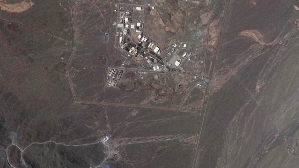 This satellite image from Planet Labs PBC shows Iran&#039;s underground Natanz nuclear site, as well as ongoing construction to expand the facility in a nearby mountain to the south, near Natanz, Iran, May 9, 2022. (Planet Labs PBC via AP)