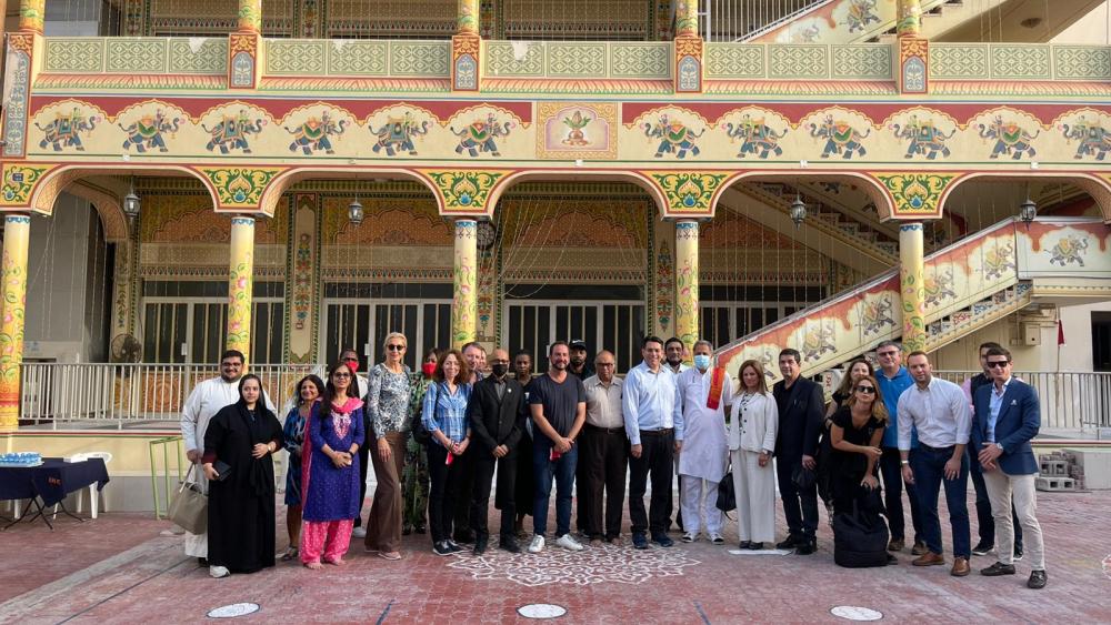 The delegation standing in a synagogue in Bahrain. Courtesy.