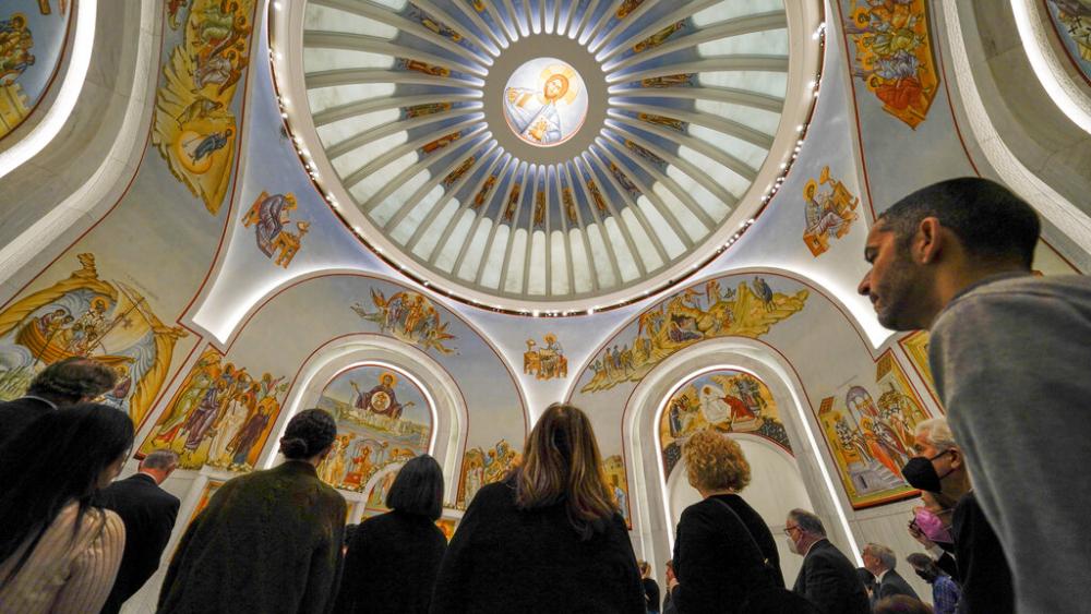 St. Nicholas Greek Orthodox Church opened in New York, Dec. 6, 2022. The church that was destroyed in the Sept. 11 attacks has reopened at the World Trade Center site. (AP Photo/Seth Wenig)