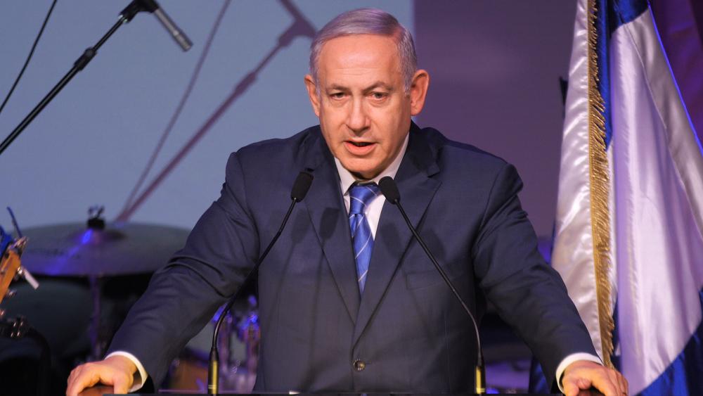Israeli Prime Minister Benjamin Netanyahu speaks at the annual Government Press Office (GPO) New Years Toast. Photo: CBN News, Jonathan Goff