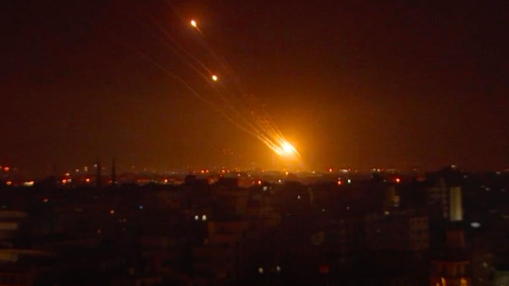 Rockets headed toward Israel from Gaza (Screenshot via AP)