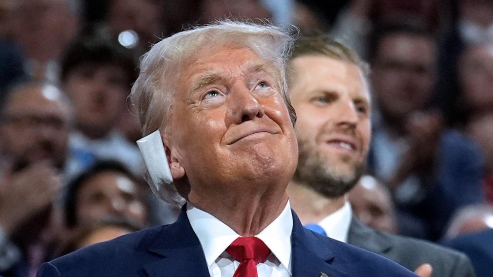 Republican presidential candidate former President Donald Trump, attends the first day of the Republican National Convention, Monday, July 15, 2024, in Milwaukee. (AP Photo/Carolyn Kaster)