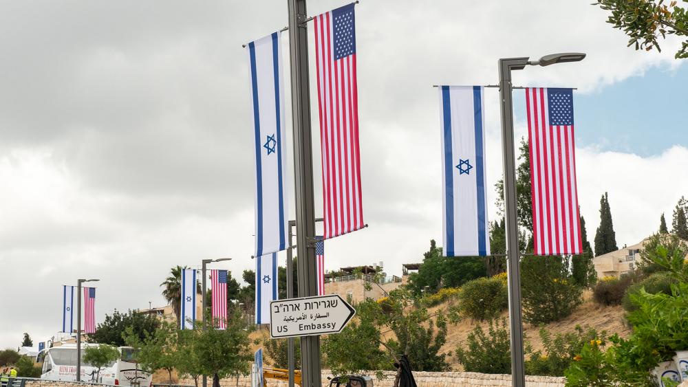 us embassy jerusalem flags sign