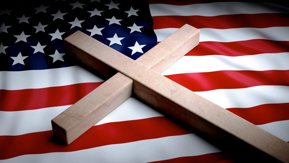 US Flag and Cross