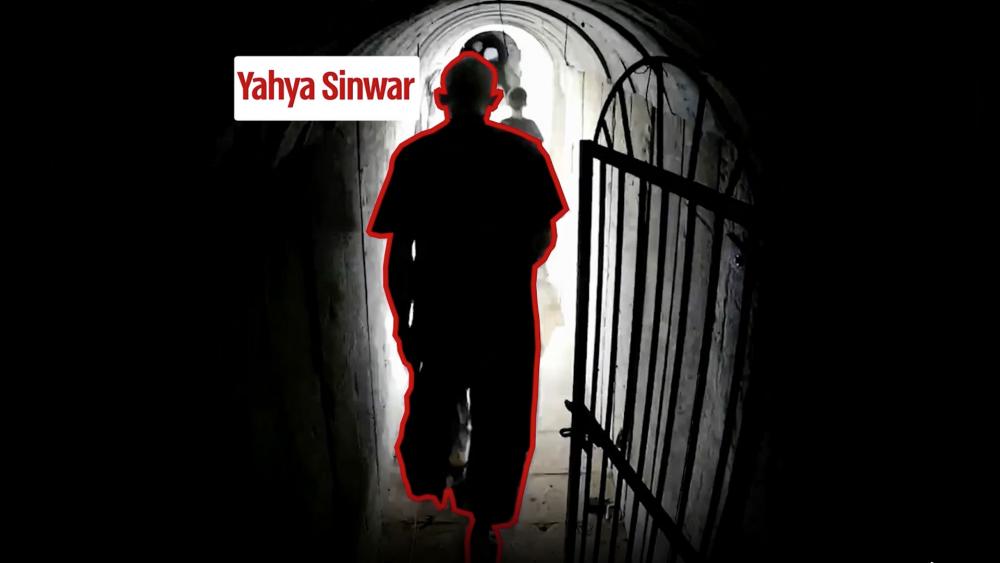 Screenshot of Yahya Sinwar in Hamas terror tunnels. Photo Credit:  IDF.